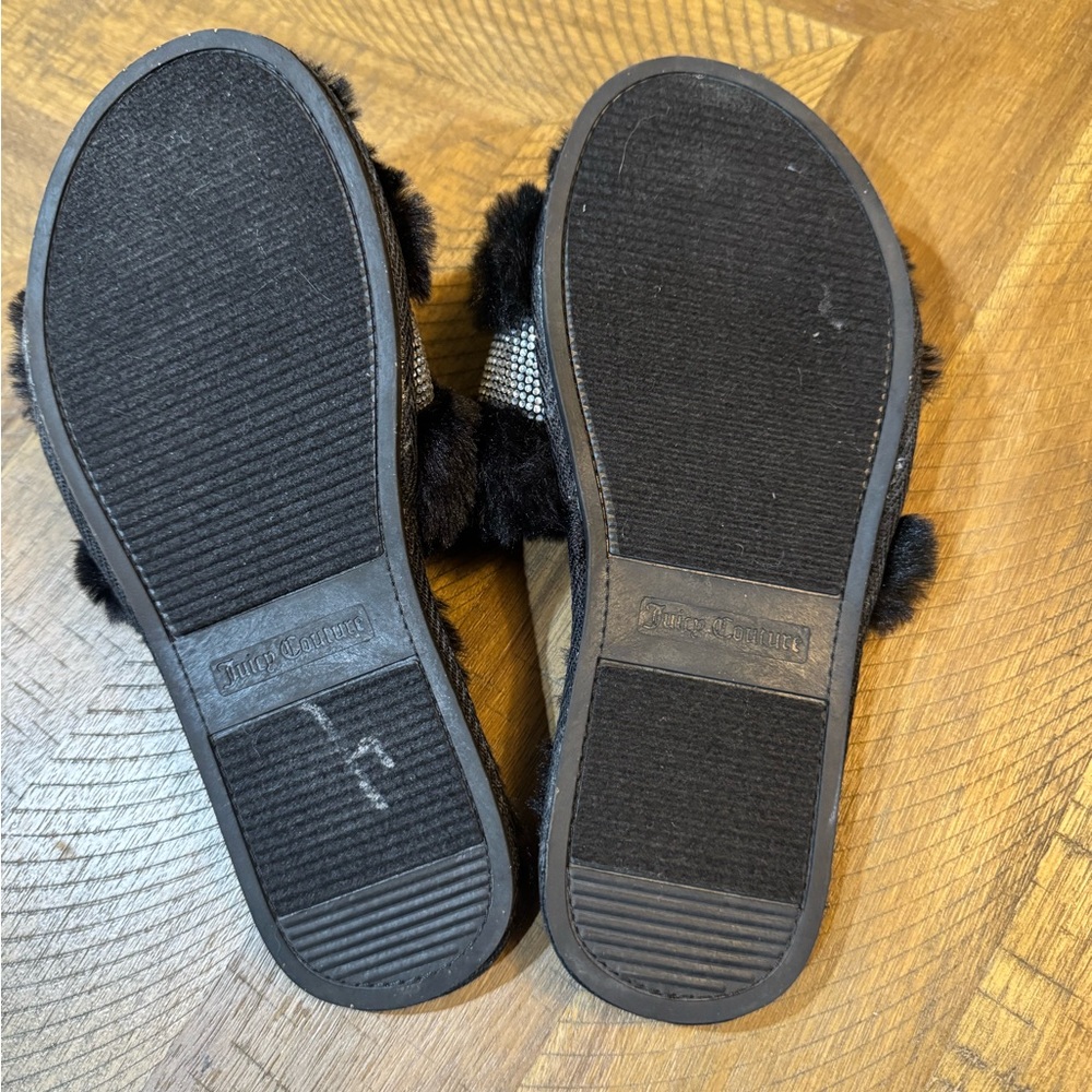 Juicy Couture “Halo” Black Faux Fur Rhinestone Detail Statement Loungewear Sz 6 - Picture 5 of 10